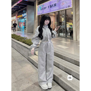 Set bộ đồ nữ áo khoác khoá cúc bo chun mix quần suông dài cạp cao alex cá tính tôn dáng siêu ấm áp -Quynh Mai Store
