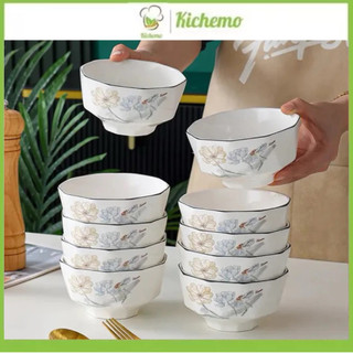  Combo 10 bát cơm kim cương hoa cúc gốm sứ ceramic Chén sứ cao cấp chịu nhiệt dày dặn 