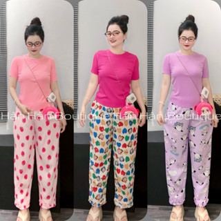 D24 Bộ Thun Tăm Lạnh+Quần 9Tấc Baggy Đũi Gân Lai Bèo Mặc Xinh sz M-L