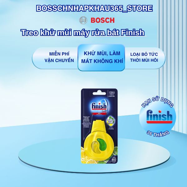 Tinh Dầu Treo Khử Mùi Máy Rửa Chén Bát Finish – Vỉ Đơn – Hương Chanh Thơm Mát – Bossch365