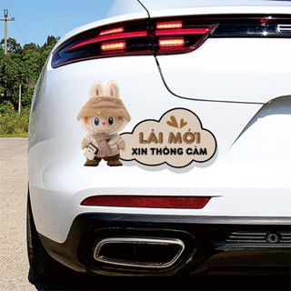  Miếng Dán Xe Ô TÔ LÁI MỚI Mẫu LABUBU chống nước dán xe oto dán xe máy trang trí oto in hình theo yêu cầu 