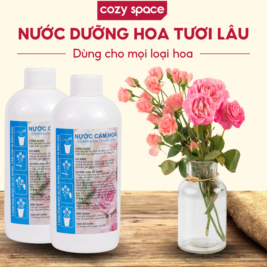 Nước Dưỡng Hoa Tươi Lâu MỘC AN 500ML - Nước Cắm Hoa Khử Thối Gốc, Kích Nở Hoa, Giảm Vi Nấm