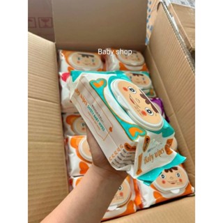 [Kèm quà]Combo 10 gói khăn ướt Baby Wipes 650g (bao bì phối nhiều màu) khổ vải 18 x 25