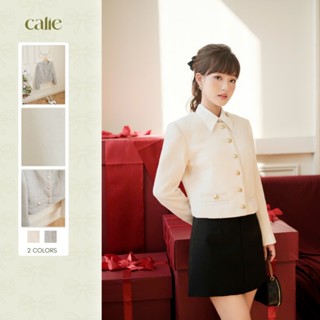 Áo khoác dạ cổ tròn túi cơi, chất liệu dạ ép lông cừu cao cấp thời trang thiết kế Calie Ak079