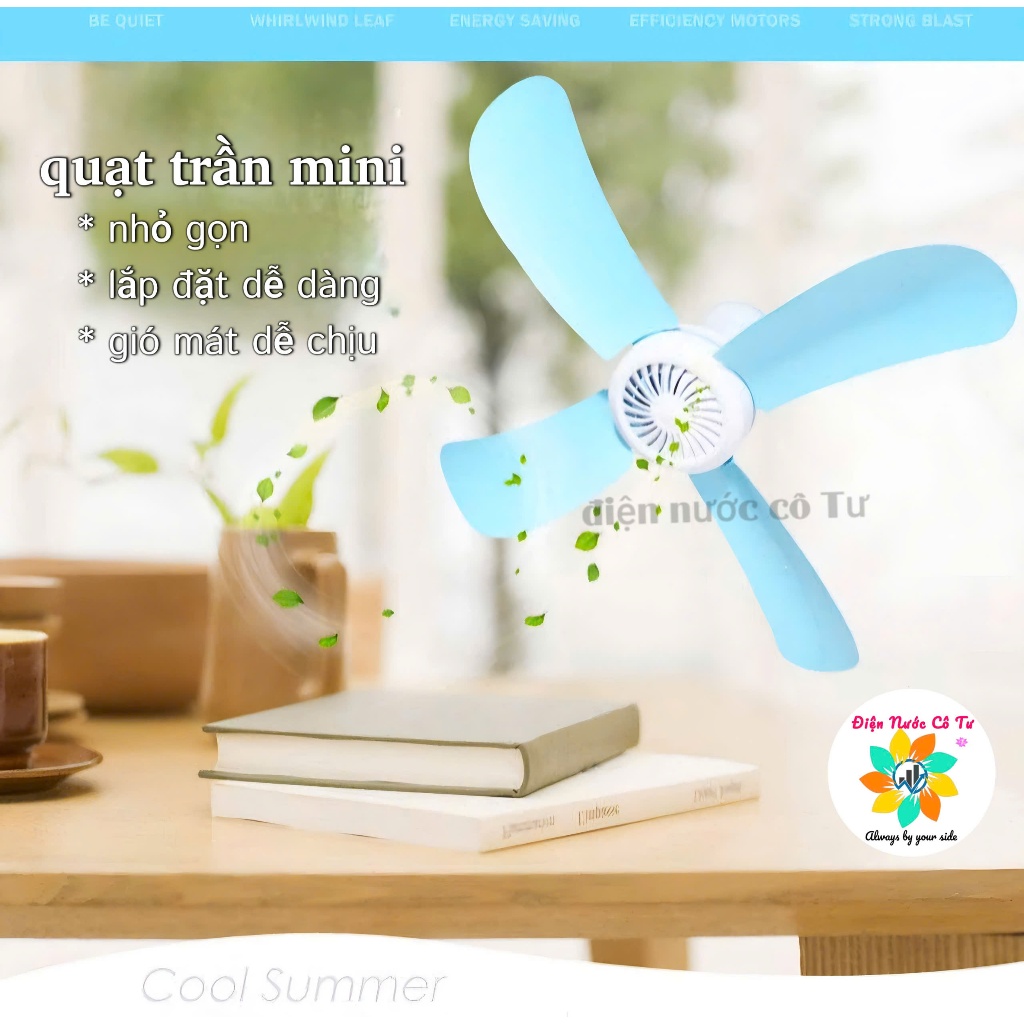 Quạt trần mini sải cánh 17cm, sải cánh 22cm