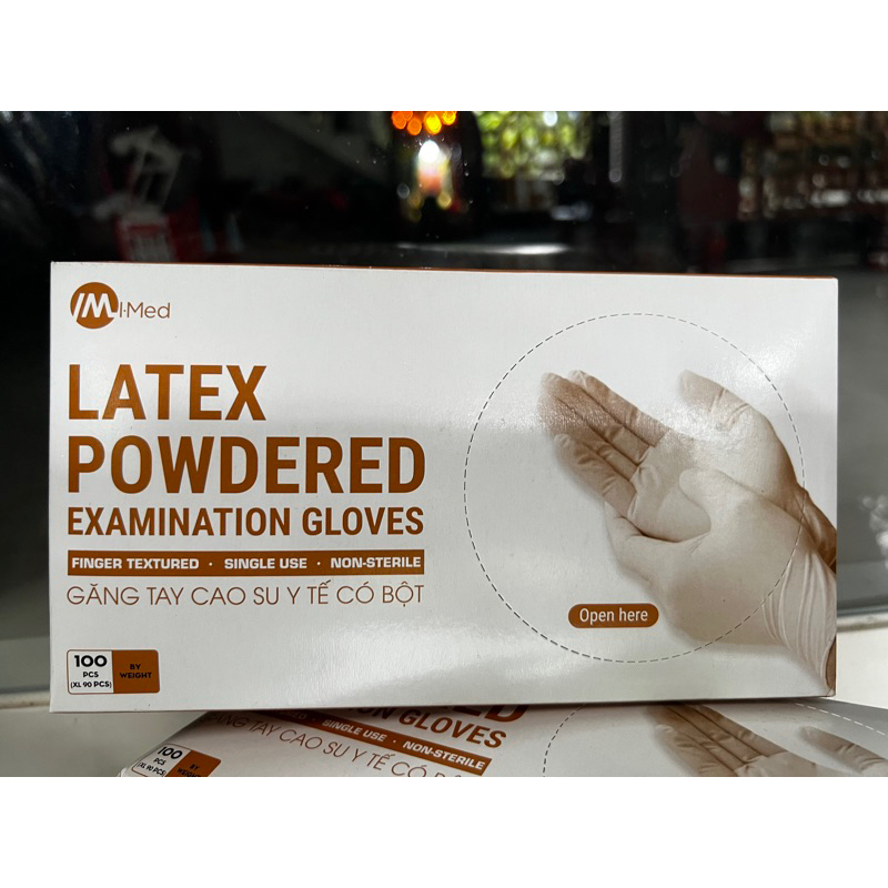 Găng tay cao su y tế CÓ BỘT IMED LATEX POWDERED EXAMINATION GLOVES 100 cái