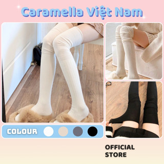 [HÀNG LOẠI 1] Tất Cao Cổ Caramella, Tất Vớ Đùi Nữ Dài Qua Gối Chất Liệu Len Tăm Mềm Cao Cấp JK H044