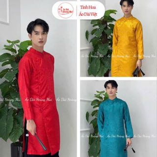 Áo dài cách tân nam 3 tà truyền thống gấm cao cấp 6 màu {50-105kg}- Áo Dài Hoàng Mai