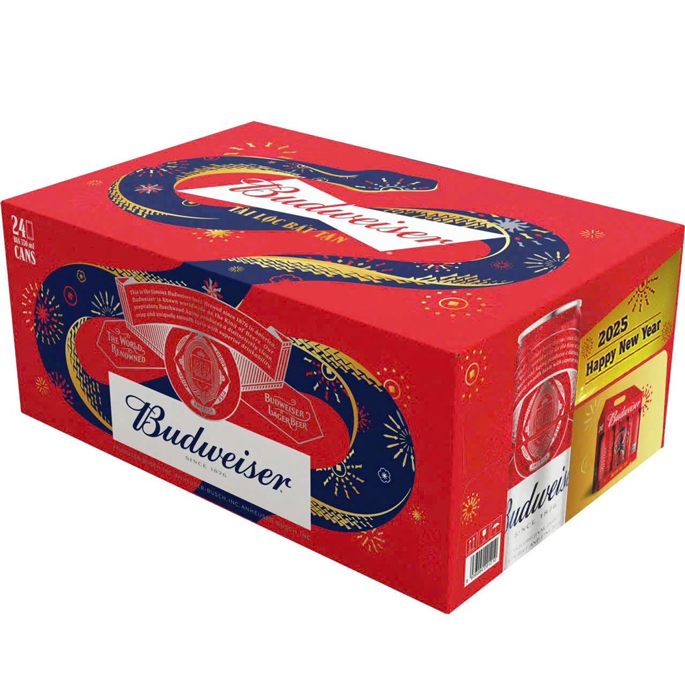 Bia Budweiser Thùng 24 lon cao Mẫu Tết 2025 (330ml/ lon)