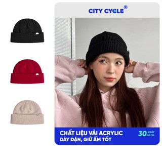 Mũ len dệt kim dày dặn beanie màu trơn mùa đông ấm áp nam nữ Local Brand Chính Hãng City Cycle Mũ Len Basic Metal