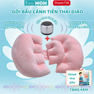 Gối bầu cánh tiên thai giáo EasyMom tích hợp hộp nhạc thai giáo đa năng cao cấp nâng đỡ bụng tiện ích cho mẹ bầu