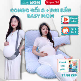 Combo Gối Bầu Chữ G Easymom Và Đai Nâng Đỡ Bụng Bầu Easymom