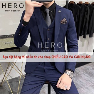 Bộ Vest Nam Cao Cấp Hàn Quốc Màu Xanh Than, BỘ Suit Nam thanh niên dáng ôm.