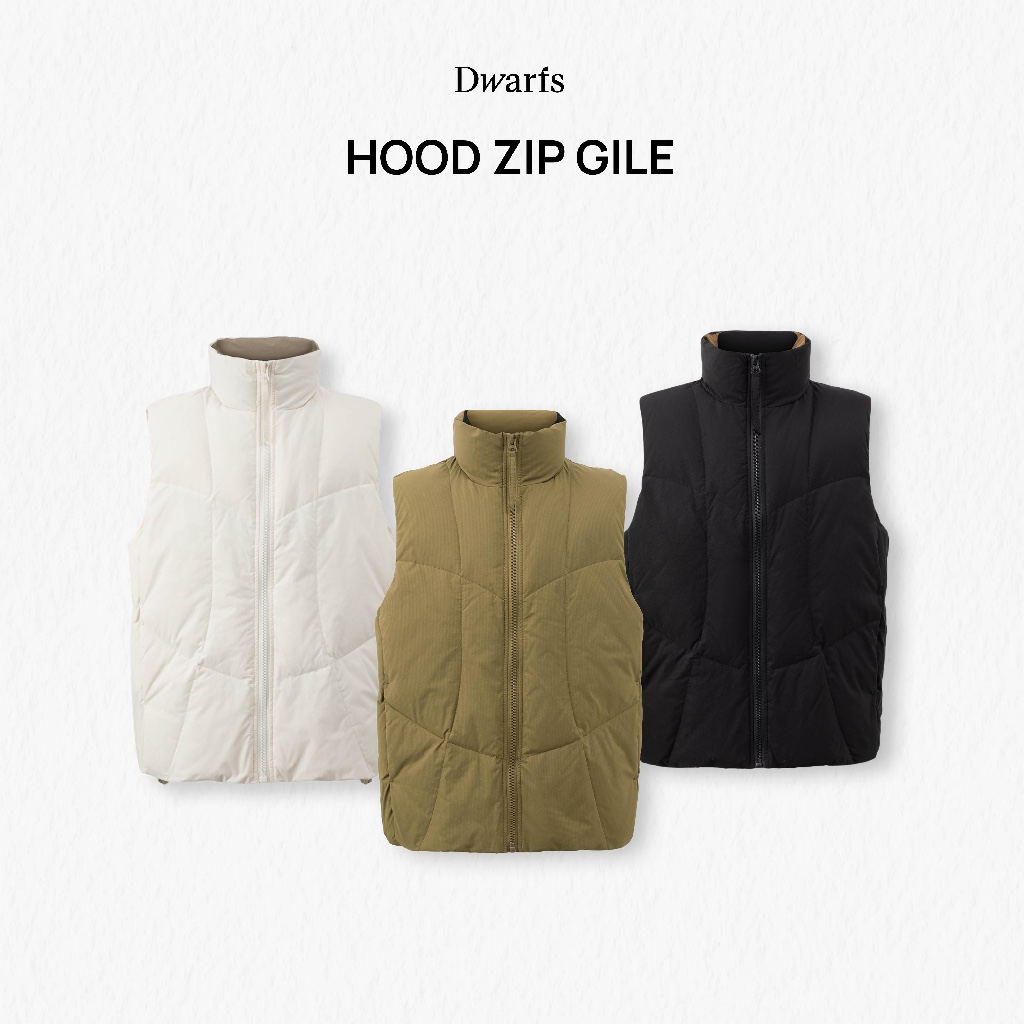 Áo phao gile có túi cổ cao DWARFS Hood Zip Gile