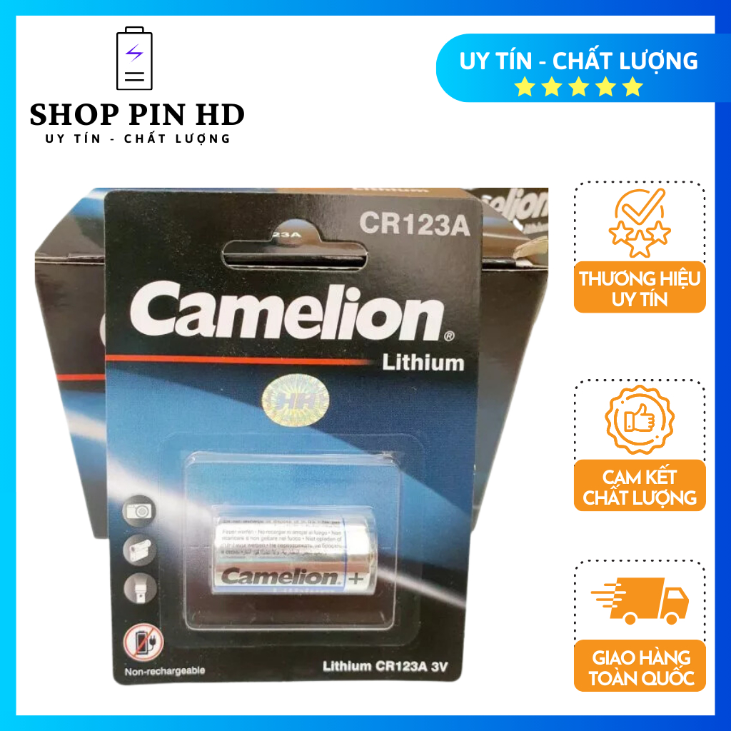 Pin CR123A Camelion 3V Lithium Chính Hãng, Pin Máy Ảnh CR2 3V - Vỉ 1 Viên