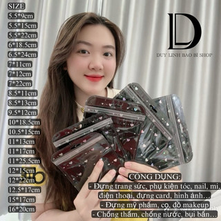   50cái  Túi Zip đen tim có lỗ treo Đựng Trang Sức đựng nail Túi hologram 1 mặt trái tim 1 mặt trong Duy Linh Shop..... 