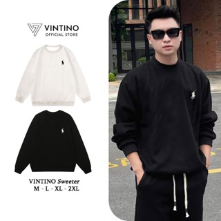 Áo Sweeter Cổ Tròn Nam Nữ Form Suông Vải Nỉ Cotton 2 Da 3 Màu Đen Xám Xanh Than VINTINO ATDT02