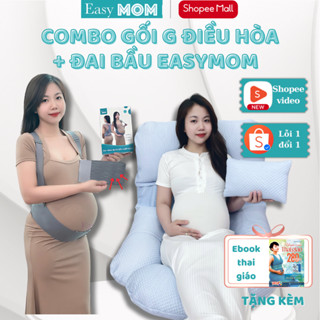Combo Gối Bầu Chữ G Vỏ Điều Hòa và Đai Nâng Đỡ Bụng Bầu Easy MOM hỗ trợ mẹ suốt thai kì