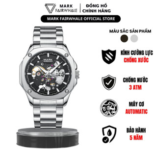 Đồng hồ nam MARK FAIRWHALE lộ cơ automatic chính hãng,Đồng hồ dây thép chống nước chống gỉ,Đồng hồ doanh nhân full box