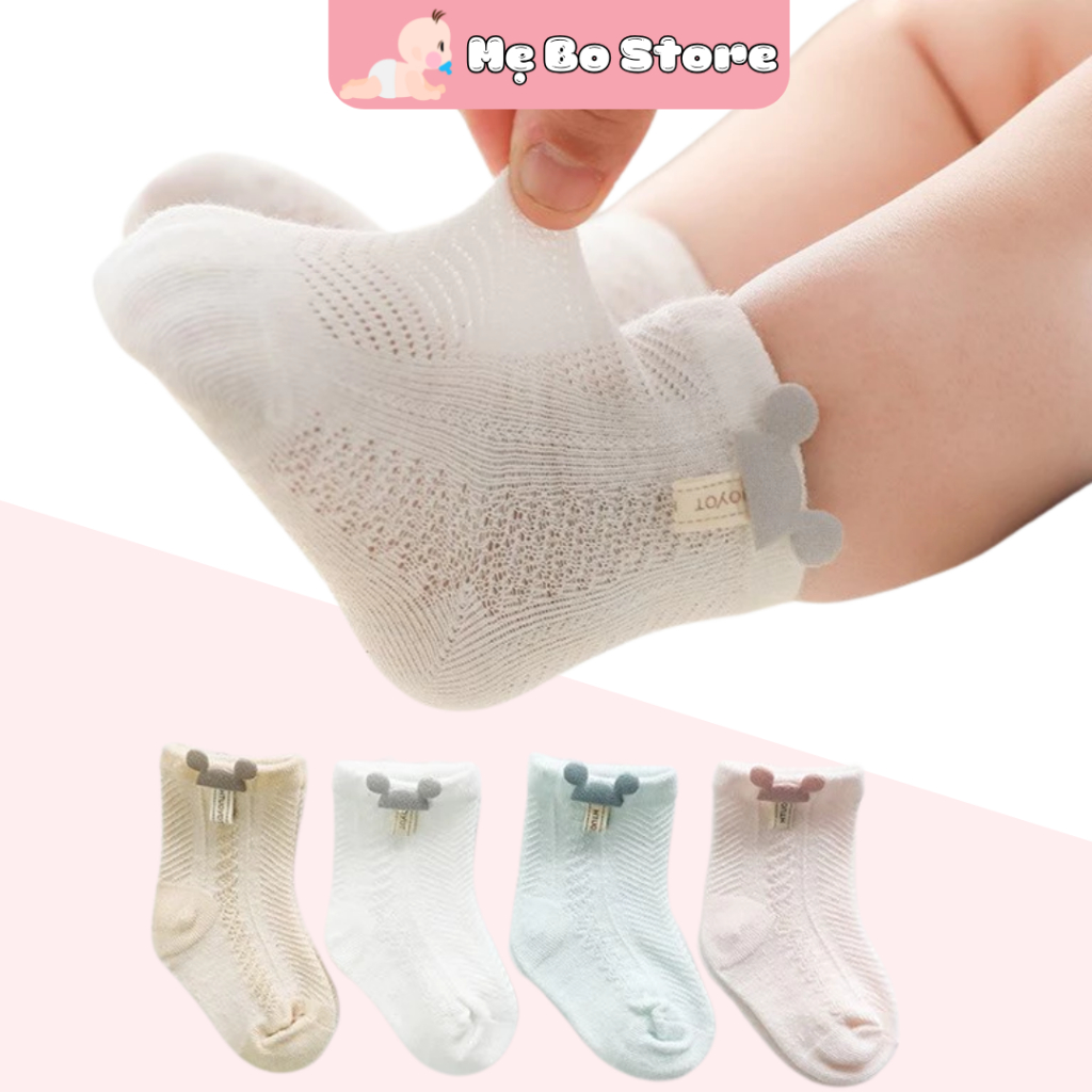 Tất Lưới Cổ Cao Cho Bé Màu Pastel Hàn Quốc, Tất Lưới Cotton Mềm Mại Co Giãn Thoáng Khí TAT02