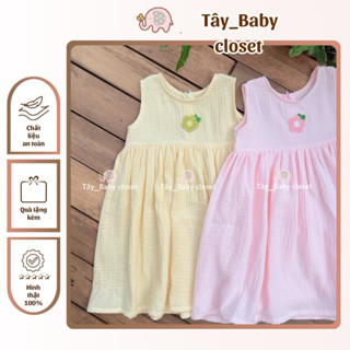 Đầm babydoll thoáng mát xô muslin Tây babycloset cho bé gái