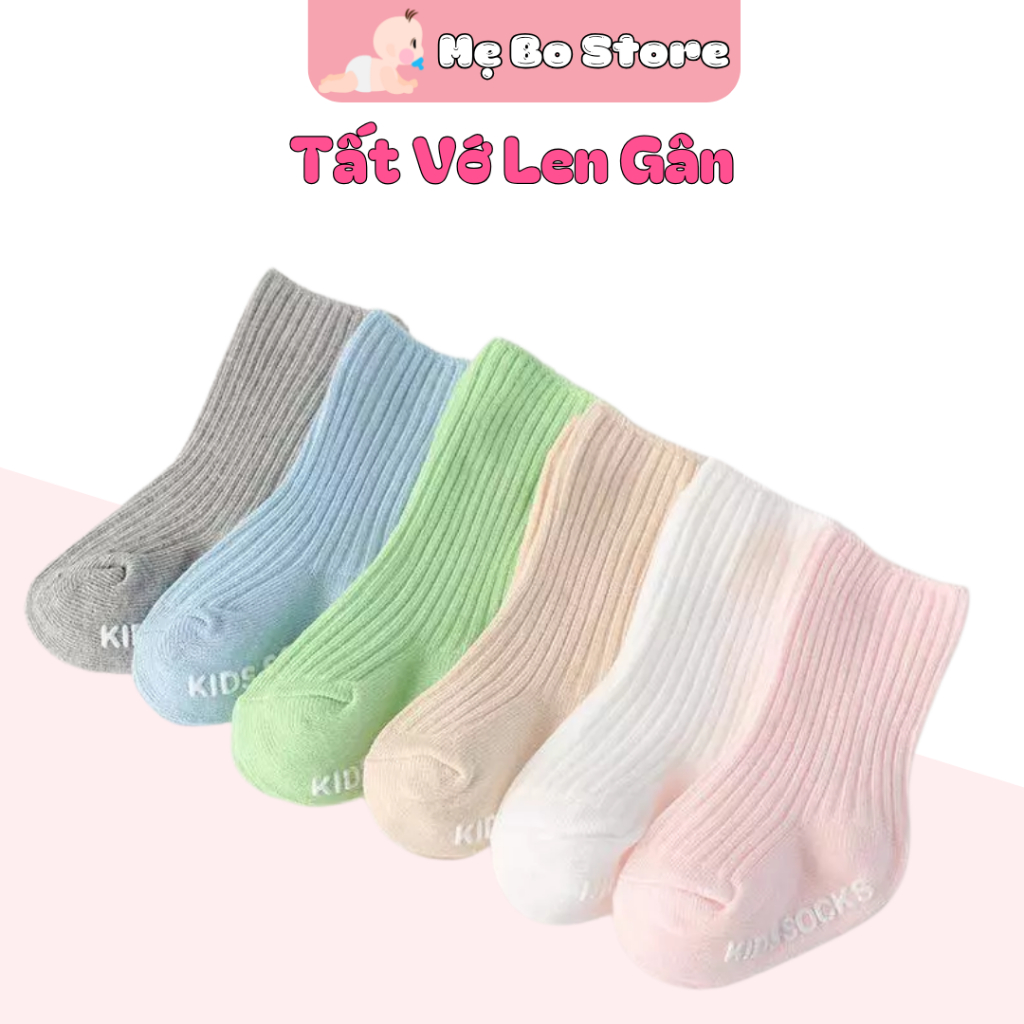Tất Vớ Len Gân Cho Bé Có Chống Trượt, Dài Ngang Bắp Chân Mềm Mại Co Giãn Thoáng Khí TAT13