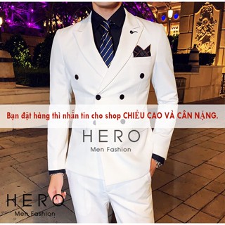  Bộ Vest Comple Nam Hàn Quốc Màu Trắng Bộ suit nam cao cấp màu trắng Vải Sịn 