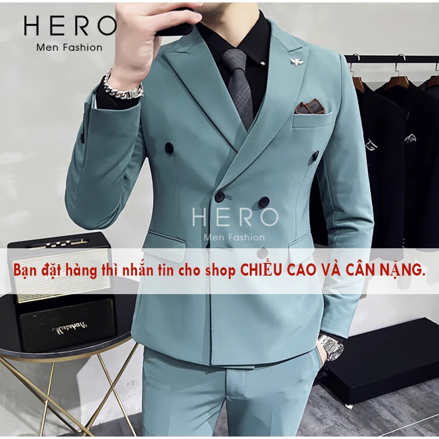 Vest Nam 6 Cúc, Bộ Vest Nam Xanh Ruby 6 Cúc, Suit Nam 6 Cúc, Bộ Suit Nam Hàn Quốc 6 Cúc