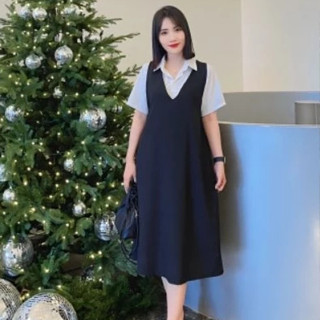 Váy bầu yếm màu đen & xanh than - Yếm Bầu Công Sở  Lịch Sự Trẻ Trung Thoải Mái Tới Sinh