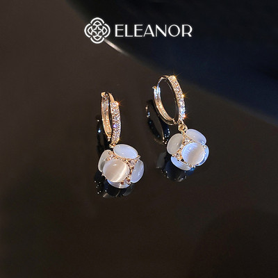 Bông tai nữ chuôi bạc 925 Eleanor Accessories đính đá mắt mèo phụ kiện trang sức khuyên tai 9295