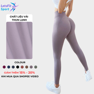 Quần Tập Gym Nữ Chun Mông Cao Cấp LETSFIT SPORT L02QL Quần Tập Yoga Nữ Dài Cạp Cao Nâng Mông