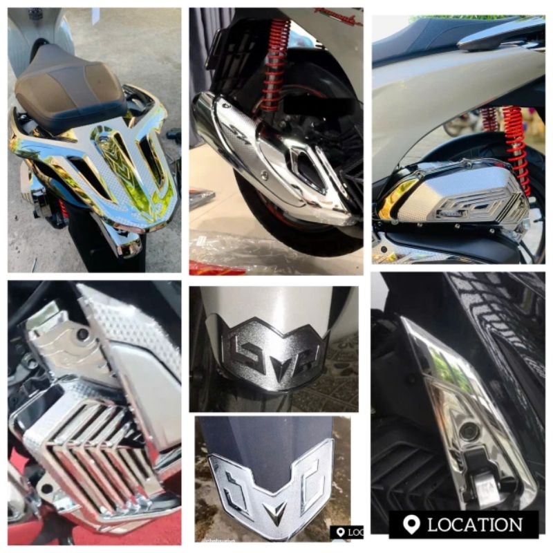 Ốp SH 2020-2025 mạ crom (125i-150i-160i), ốp két nước sh 125, ốp pô sh 160, ốp lóc máy sh 160, ốp nắ