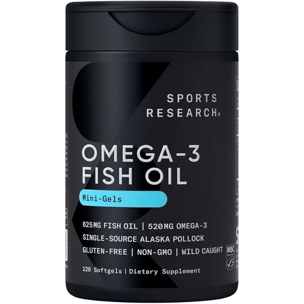 Viên uống dầu cá Sports Research, Omega-3 Fish Oil, Mini Gels, 120 viên
