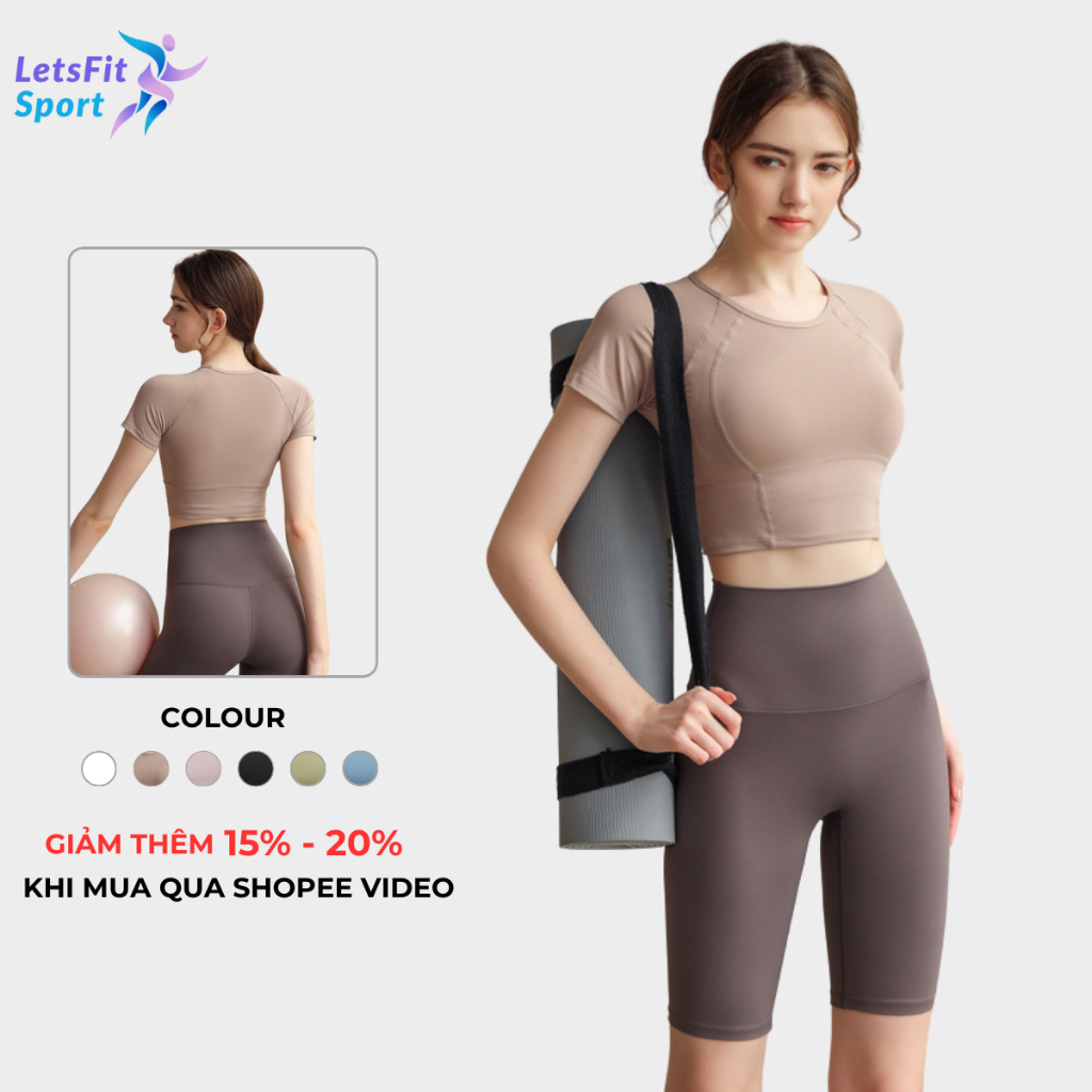 Bộ Tập Gym Yoga Nữ Quần Lửng Cao Cấp Cạp Cao LETSFIT SPORT L02SQLL Set Đồ Thể Thao Nữ Nâng Mông