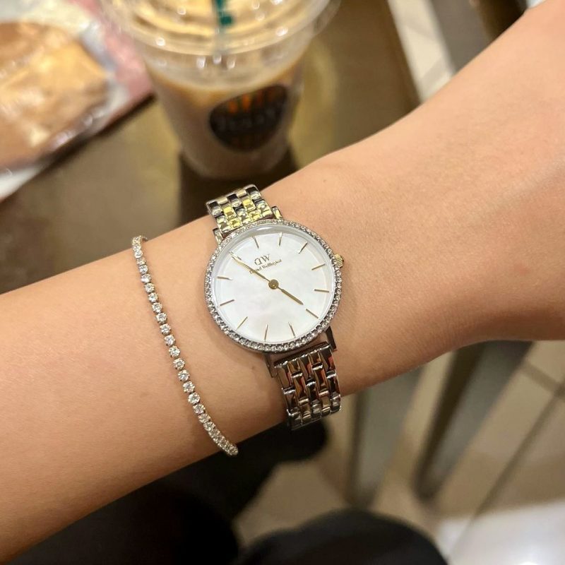 [Authentic] Đồng Hồ Nữ PETITE LUMINE BEZEL 5-LINK TWO-TONE MOP Chính Hãng DW's Watch Saigon