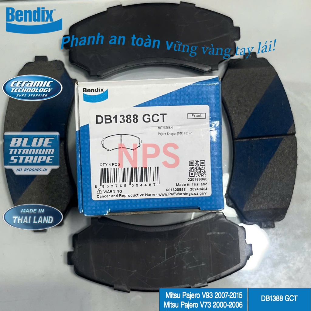 Bố thắng trước Mitsu Pajero V93 07-15 Mitsu Pajero V73 00-06 (Bendix)-DB1388GCT
