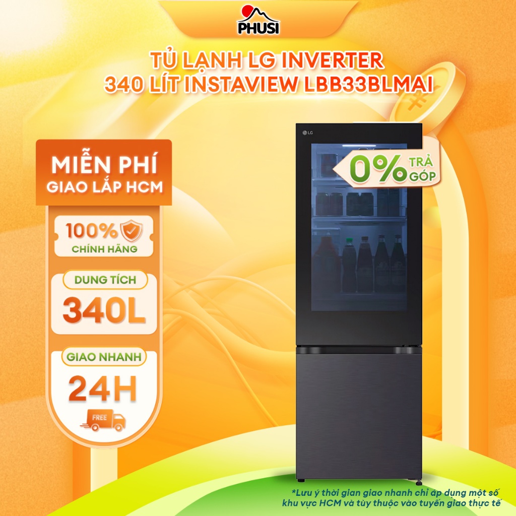 LBB33BLMAI Tủ lạnh LG Inverter 340 lít InstaView LBB33BLMAI [MIỄN PHÍ GIAO LẮP HCM]