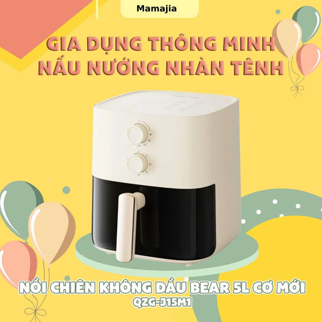 Nồi chiên không dầu Bear 5L QZG-J15M1, chín bằng hơi nước, 12 thực đơn nấu ăn