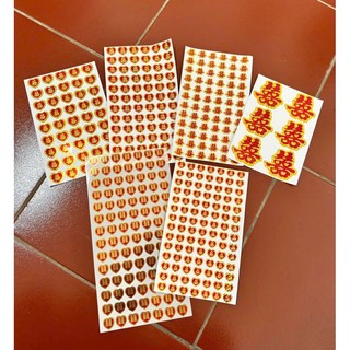 Decal trái tim dán trầu cau, trái cây, trang trí mâm quả (1 tờ)
