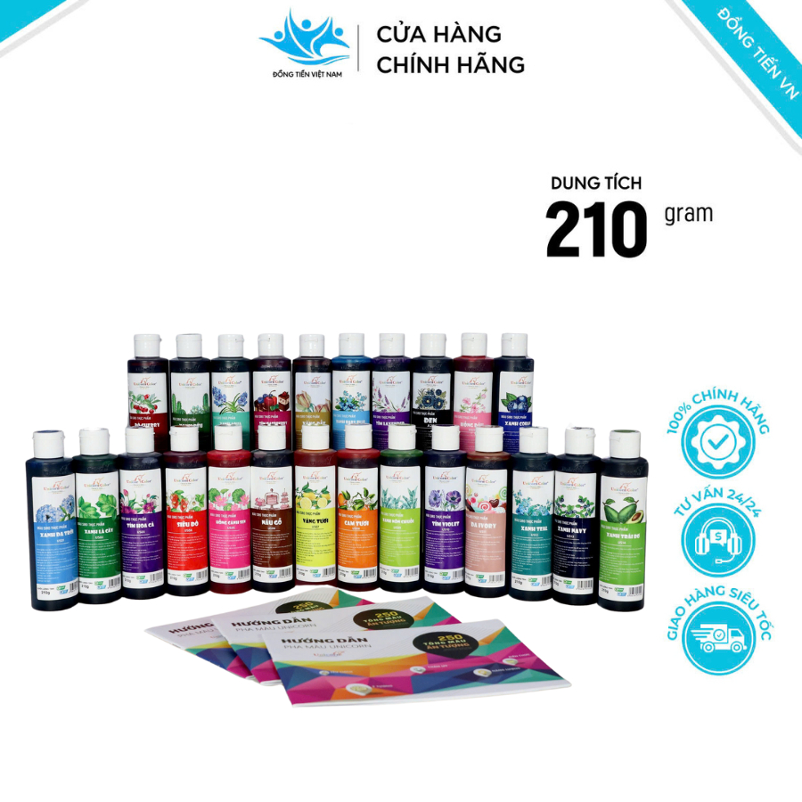 TỔNG HỢP 210G - Màu Thực Phẩm - Màu siro UNICORN - Màu nước, màu pha kem, rau câu