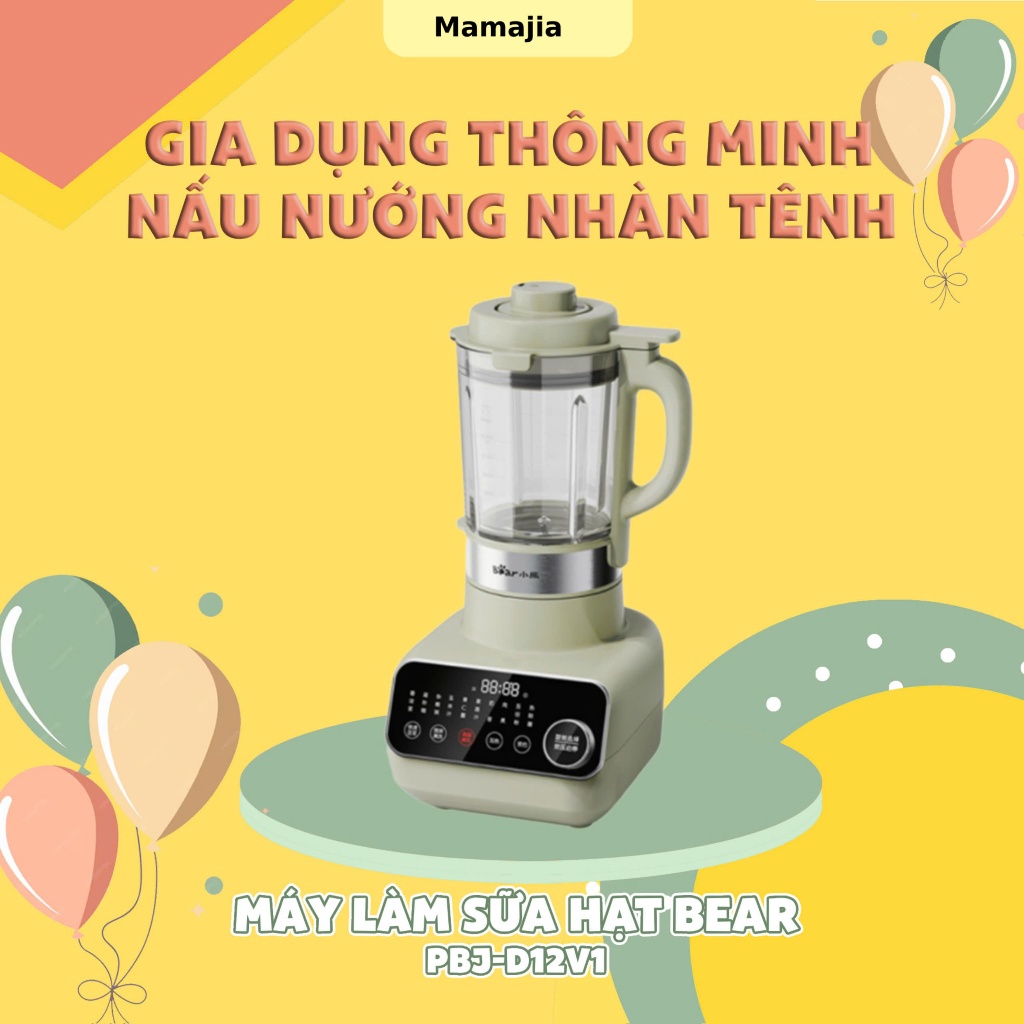 Máy Làm Sữa Hạt Bear PBJ-D12V1 1.75L, Xanh Lơ - Đa Năng 10 Chức Năng