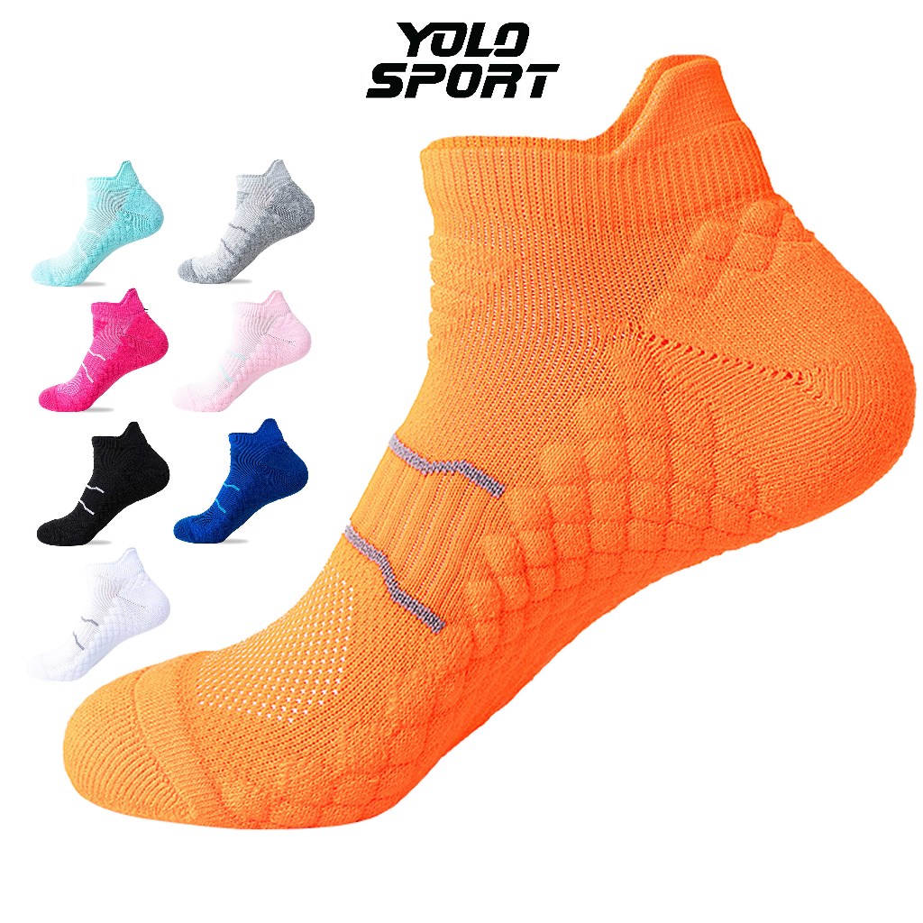 Tất Vớ Thể Thao Nam Nữ Cotton Đệm Caro Dày Chống Trơn Trượt Phối Lưới Thoáng Khí Chạy Bộ Đá Bóng Tập Gym