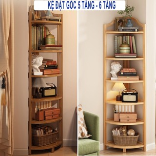 Kệ đặt góc phòng gỗ tre 5 tầng 6 tầng tiết kiệm diện tích decor nhà đẹp - Kệ góc decor, Kệ để đồ sách báo để đồ nhà bếp