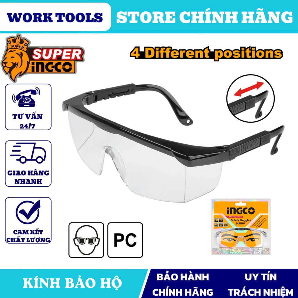 INGCO Kính bảo hộ HSG04 (Cam kết Chính Hãng 100%)