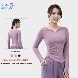 Áo Tập Gym Yoga Nữ Dài Tay LETSFIT SPORT L01ATD Áo Thể Thao Nữ Mùa Đông Chất Liệu Co Dãn Thoáng Khí