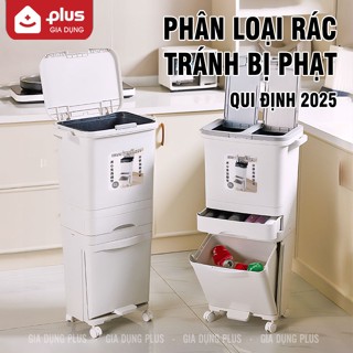 Thùng rác lớn 3 tầng thông minh xuất Nhật giúp phân loại rác cho gia đình dung tích lớn 42 lít LAZYDO