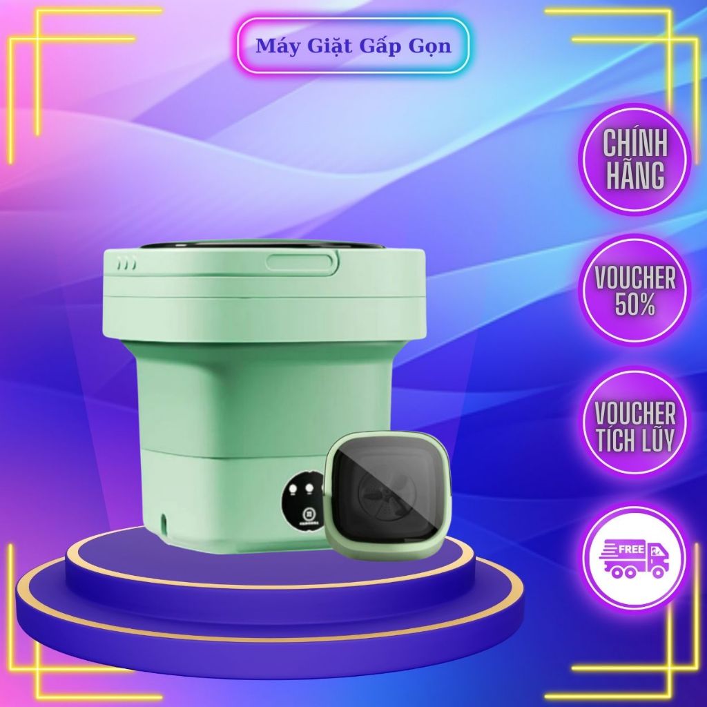 Máy giặt mini gấp gọn, máy giặt đồ lót, tất vớ, giặt đồ cho bé dung tích 6L tự vắt khô khử khuẩn bằng công nghệ mới