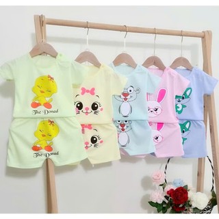 Set 5 bộ cotton 2 chiều cho bé từ 3-12kg