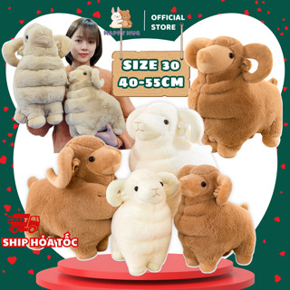 Gấu bông cừu ôm mùa đông cute siêu mềm mịn, size mini đến size to 30/45/55cm, Thú bông cừu trắng nâu ôm cho bé quà tặng