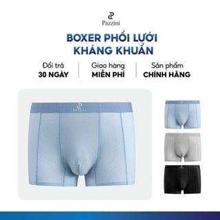 Combo 3 quần lót nam boxer PAZZINI phối lưới thun lạnh kháng khuẩn, quần sịp nam co giãn 4 chiều, thấm hút tốt - BX014